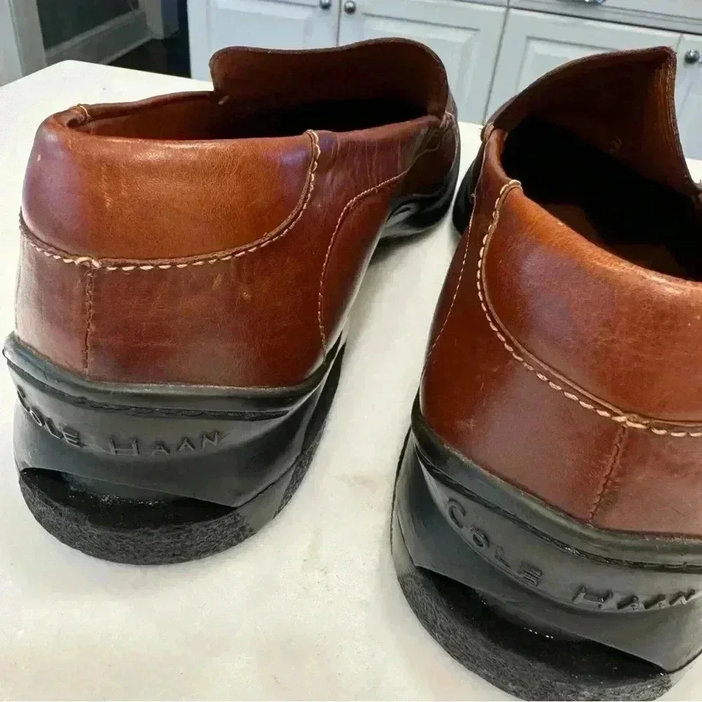 Cole Haan NikeAir Soles Mens Size 13 Brown Leather Slip On Loafers